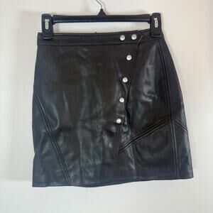 BlankNYC Black Faux Leather Wrap Mini Skirt Size 25 EUC